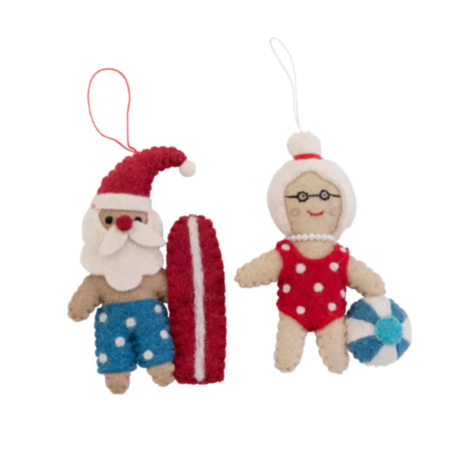 Pashom Christmas Decorations Mr & Mrs Claus Surfing