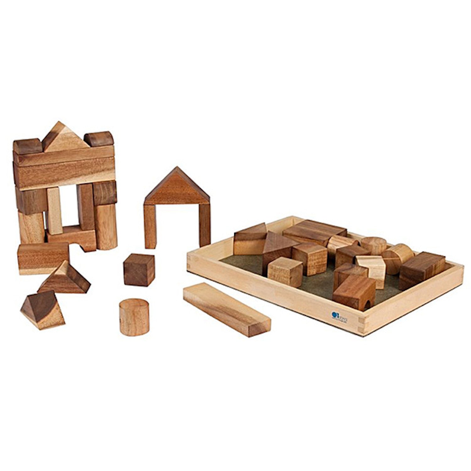 Qtoys Natural Wooden Blocks 34 pc