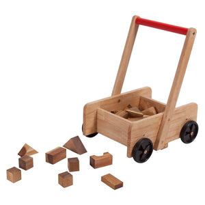 Q Toys Classic Baby Walker Wagon with Q Toys Natural Blocks