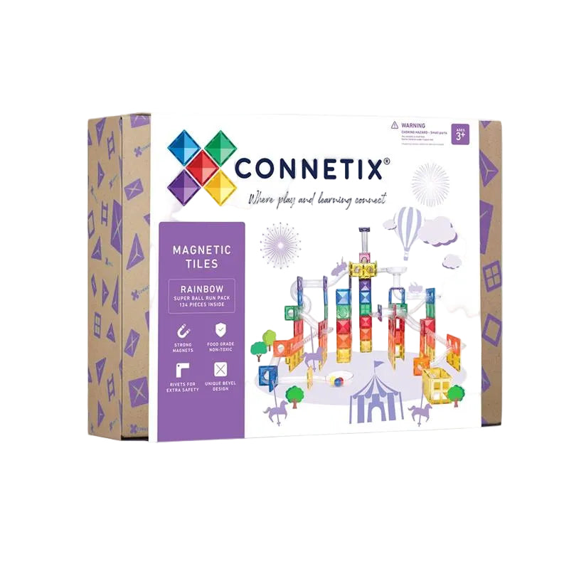 Connetix magnetic tiles packaging on a white background