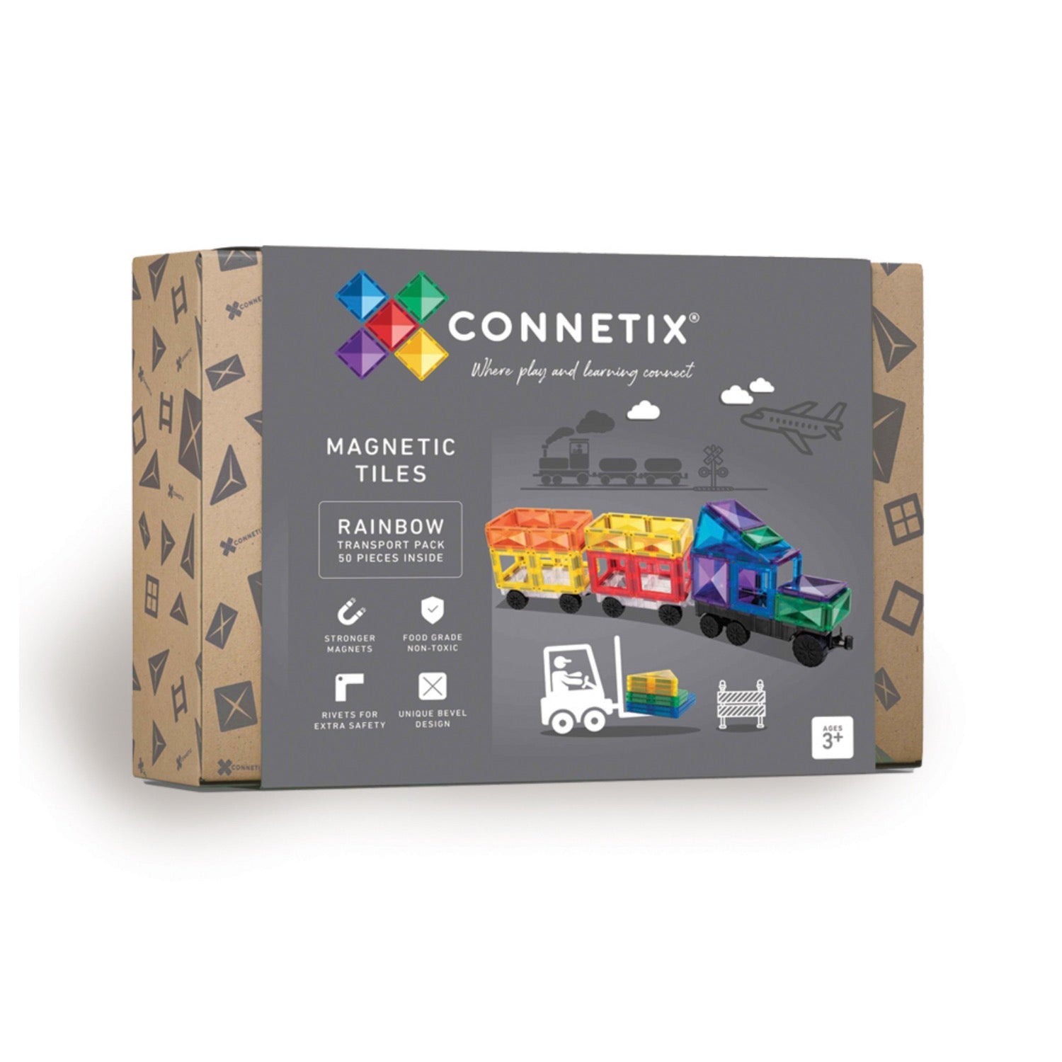 Connetix Tiles Rainbow Transport Pack 50 Pieces