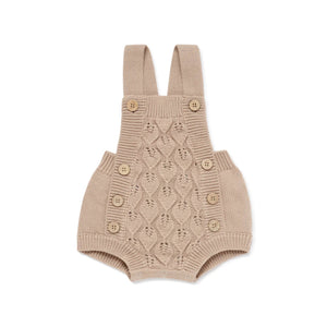 Taupe Leaf Knit Romper
