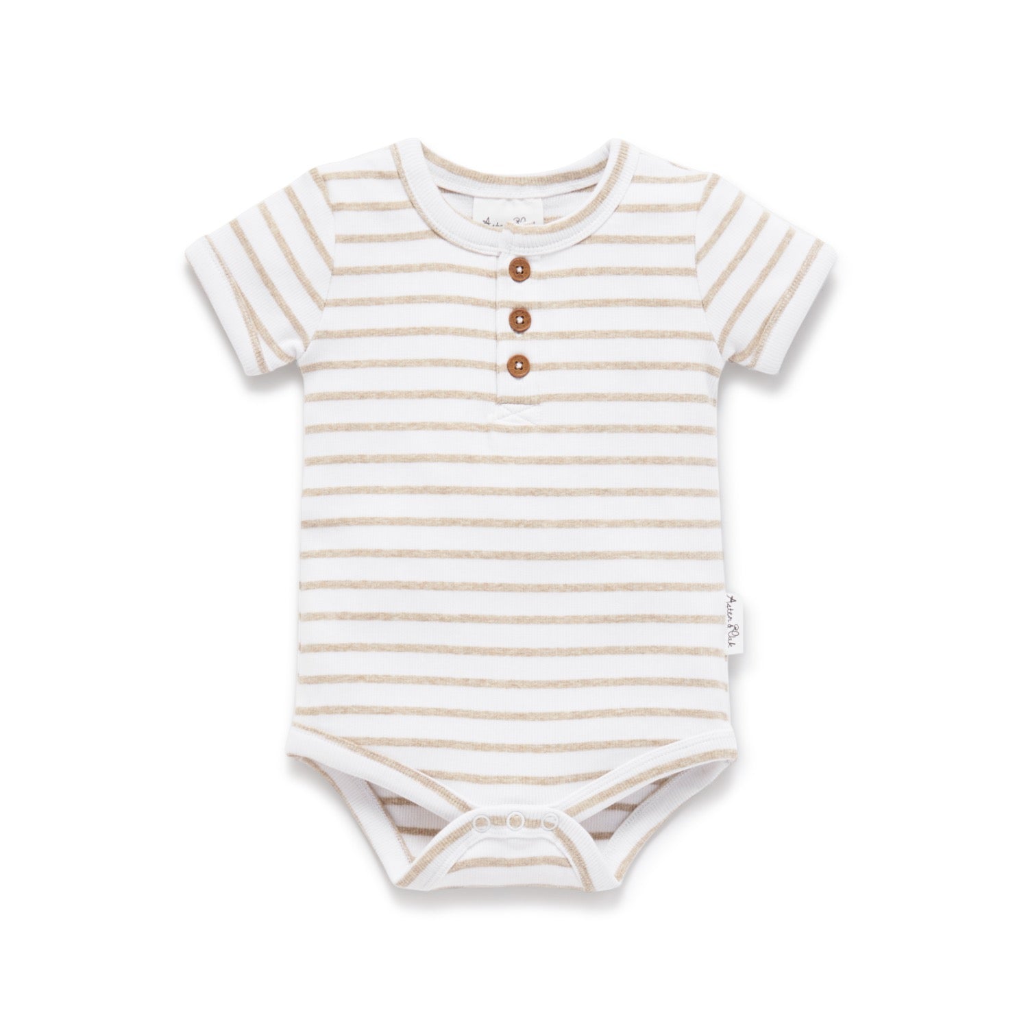 Stripe Rib Henley Onesie Oatmeal