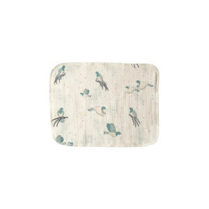 Rectangular mat with bird pattern on a light background