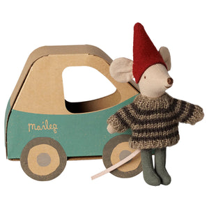 Christmas Mouse Little Brother in Car Box