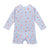 Baby swim suit with heart and checkered pattern on a white background
