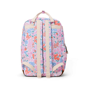 Floral patterned backpack on a white background