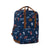 Navy blue backpack with animal pattern on a white background