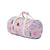 Floral patterned duffel bag on a white background