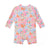 Floral patterned baby swim suit on a white background