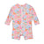 Floral patterned baby swim suit on a white background