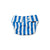 Blue and white striped swim nappy diaper with buttons on a white background