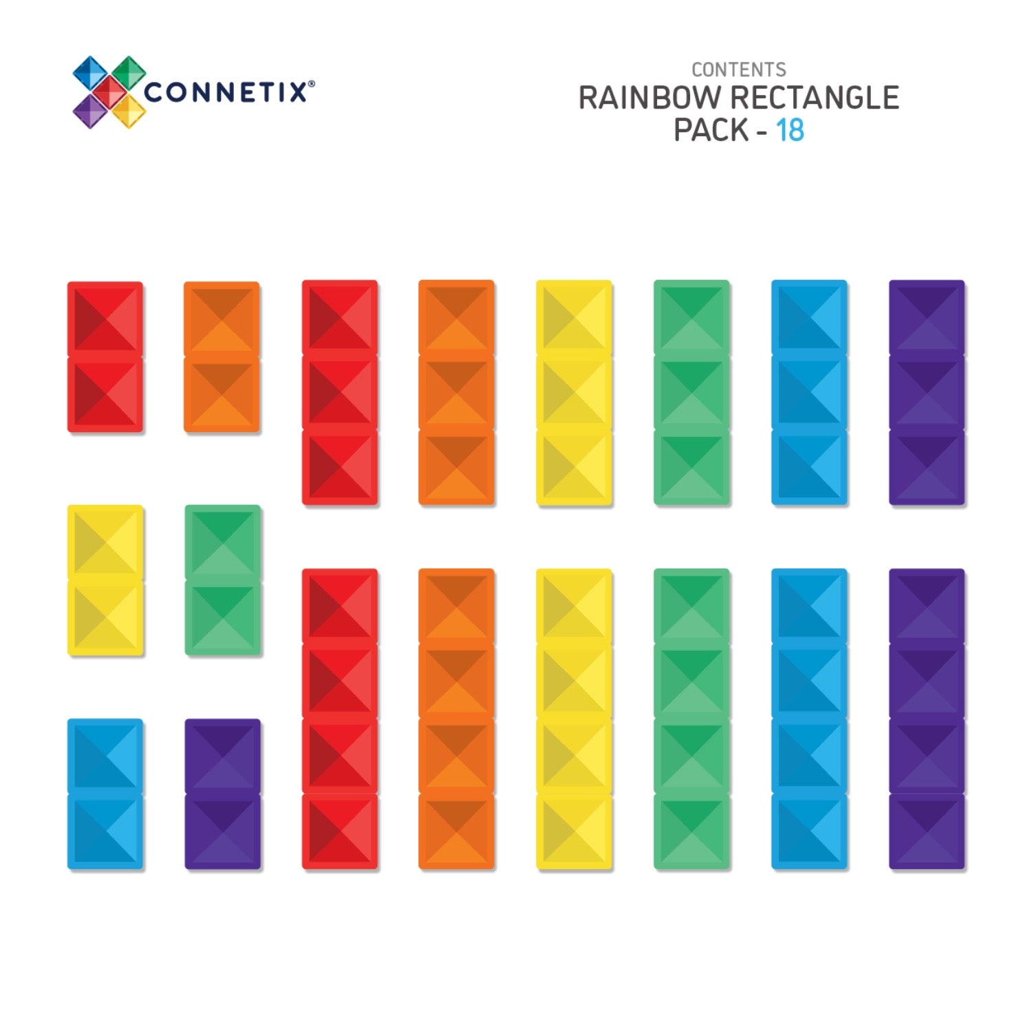 Connetix magnetic tiles packaging on a white background
