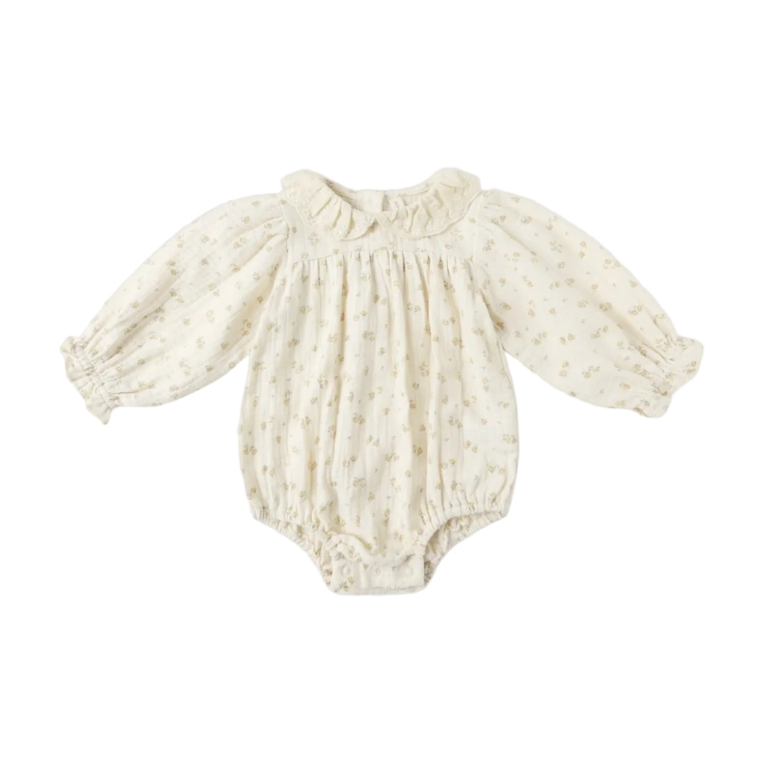 Baby romper with long sleeves on a white background