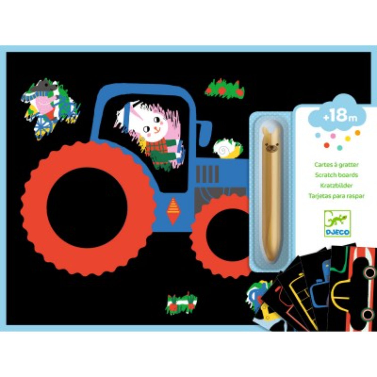 Djeco Scratch Boards Learning About Vehicles Monkey Kids