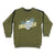 Hello Stranger Skull Hand Raglan Crew Pesto Green