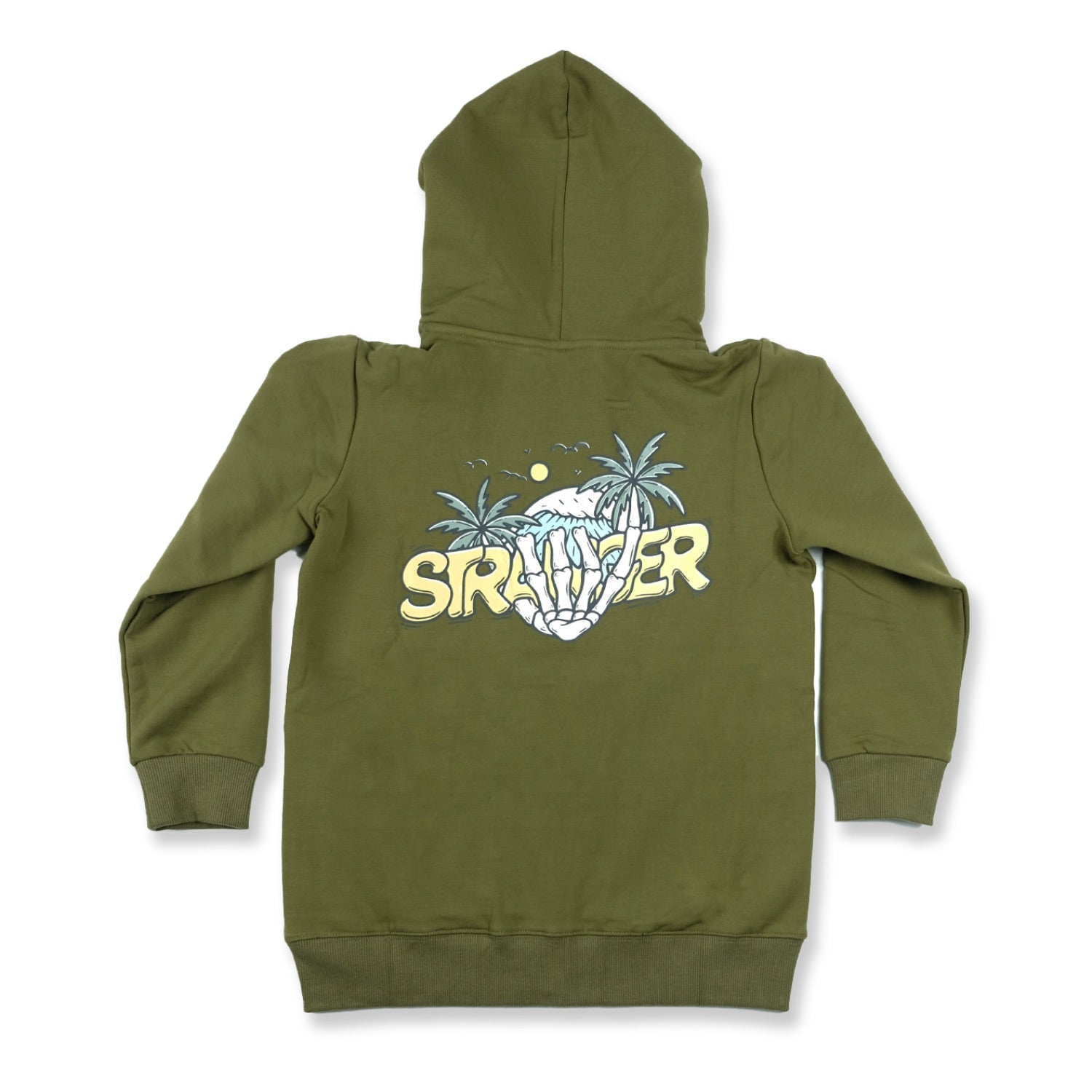 Hello Stranger Skull Hand Zip Hood Pesto Green