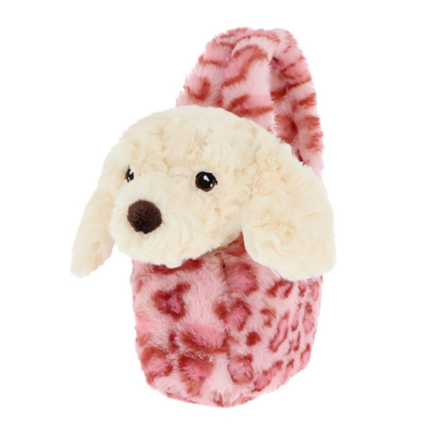 Plush dog-with pink and red handbag