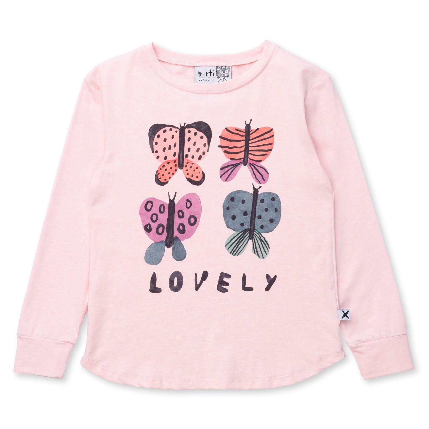 Minti Lovely Butterflies Tee Pink Marle
