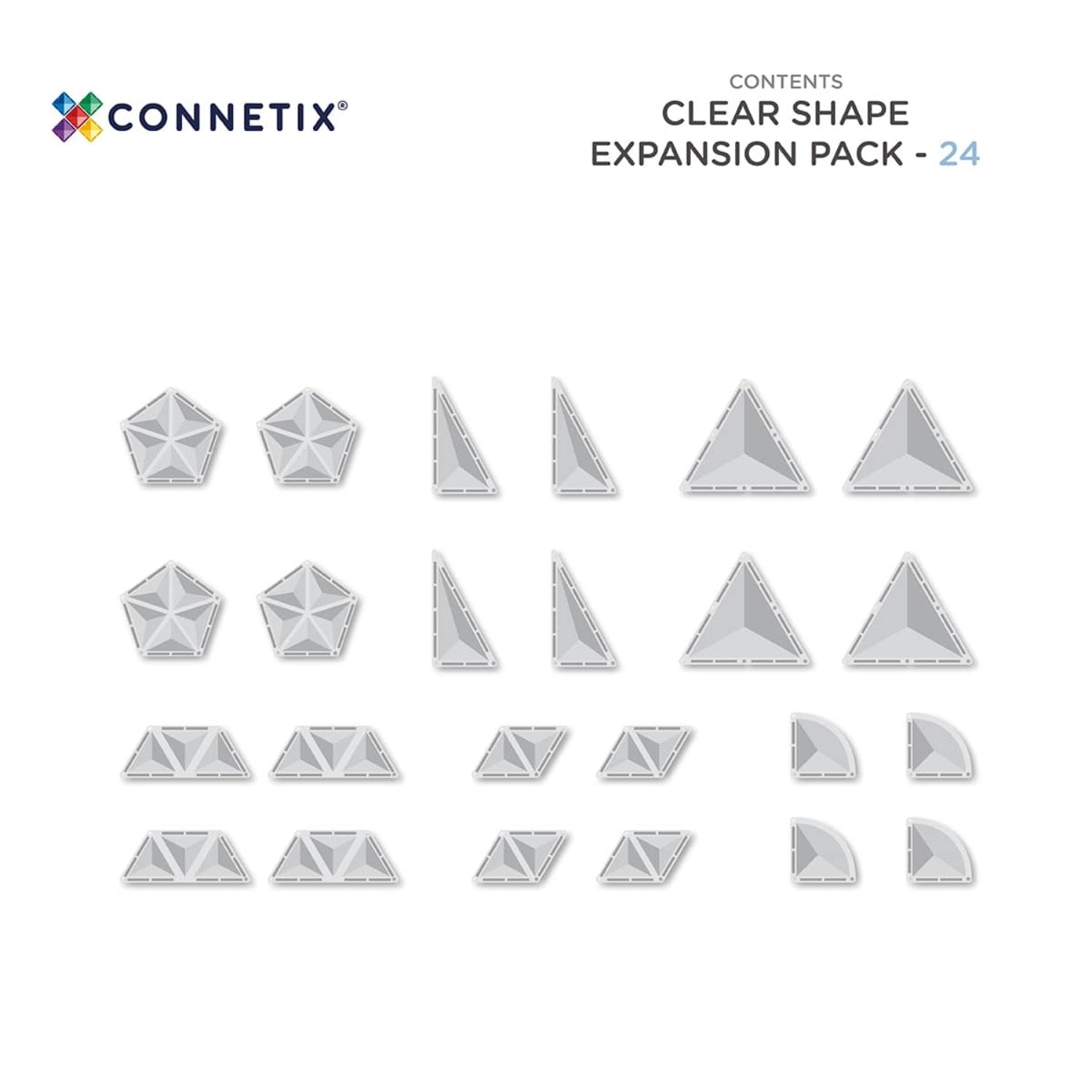 Connetix magnetic tiles packaging on a white background