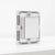 Clear plastic cover with a square cutout on a white background