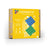 Connetix magnetic tiles packaging with colorful tiles on a yellow background