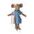 Denim dress, bag, and headband set on a white background