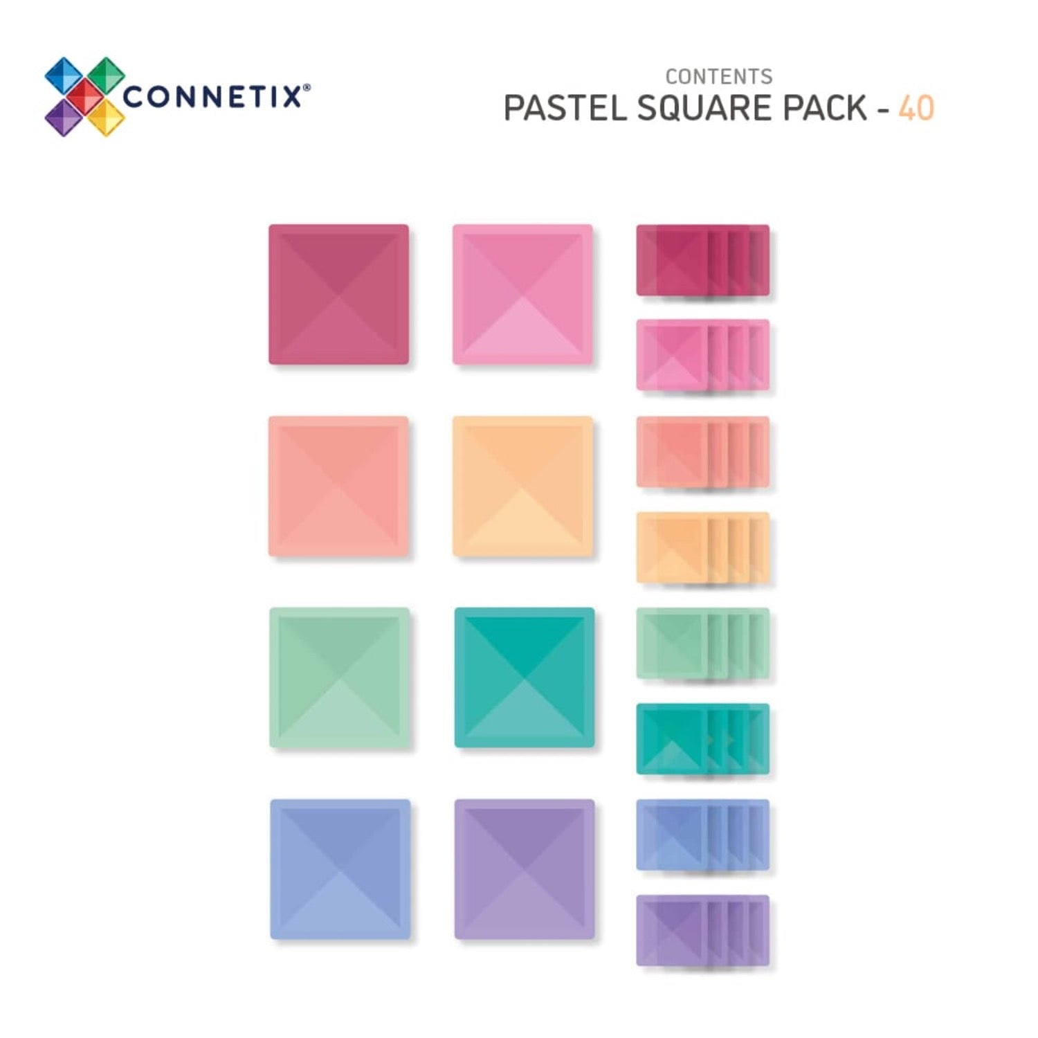 Connetix magnetic tiles packaging on a white background