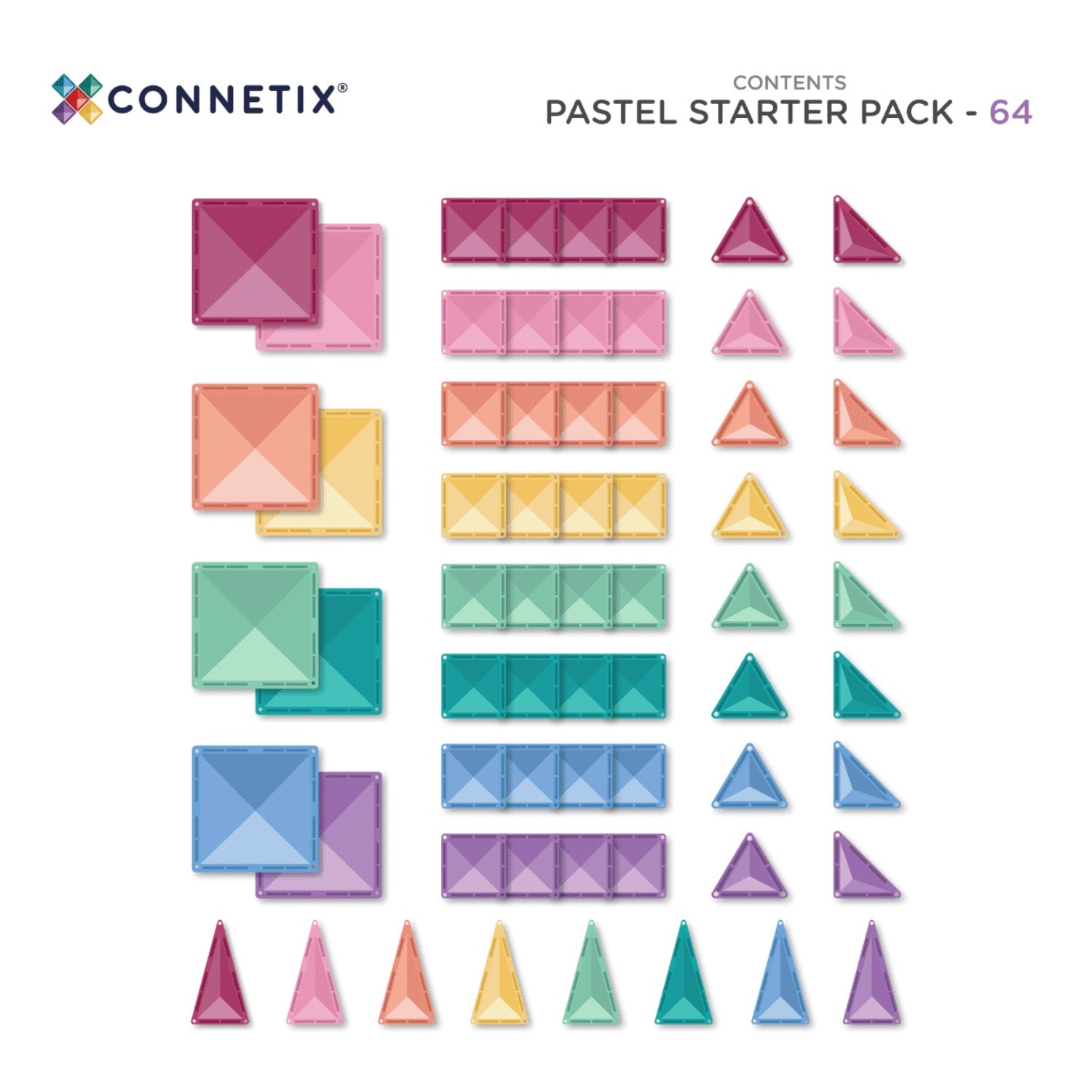 Connetix magnetic tiles packaging on a white background