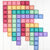 Colorful building block set on a white background