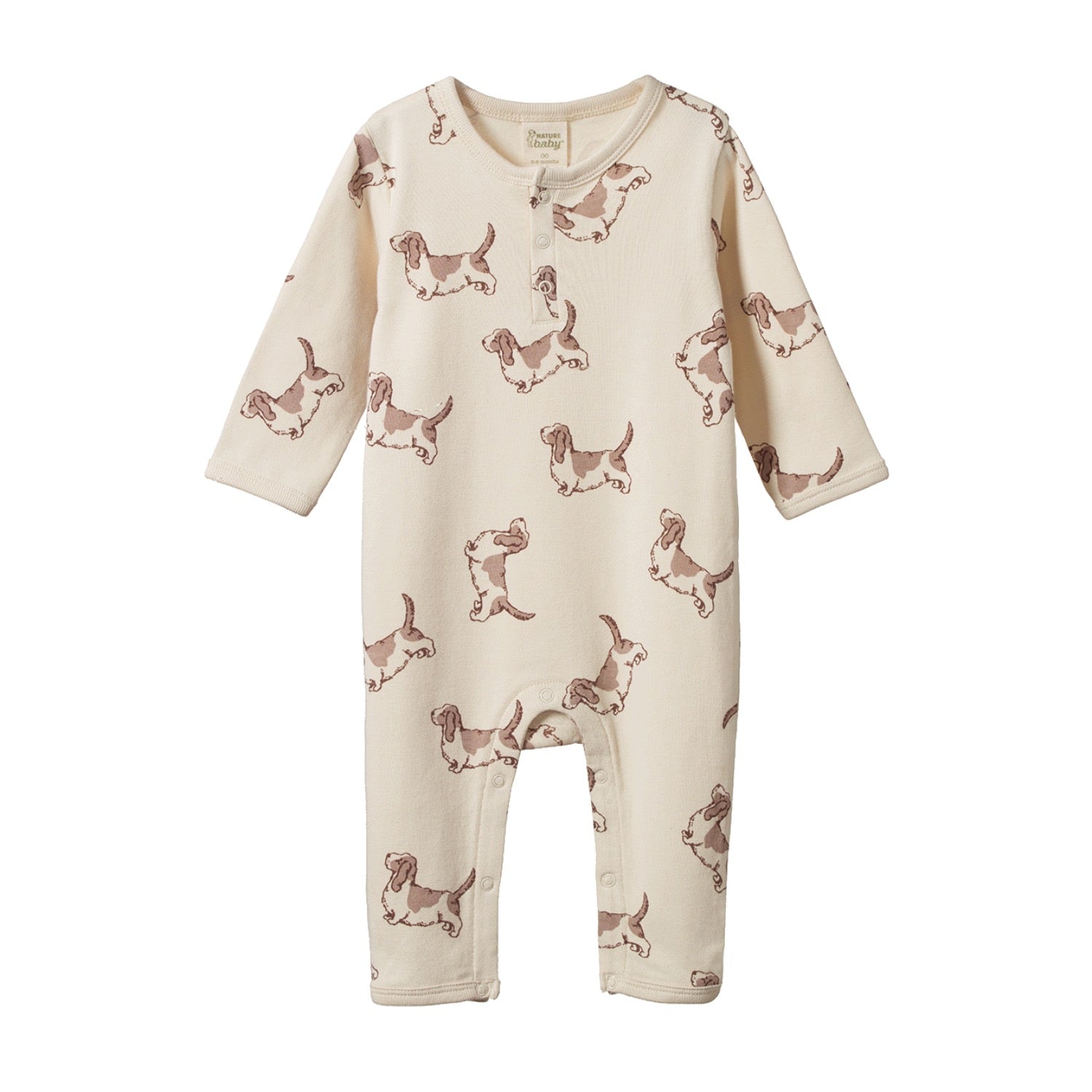 Nature Baby Henley Pyjama Suit Happy Hounds Print
