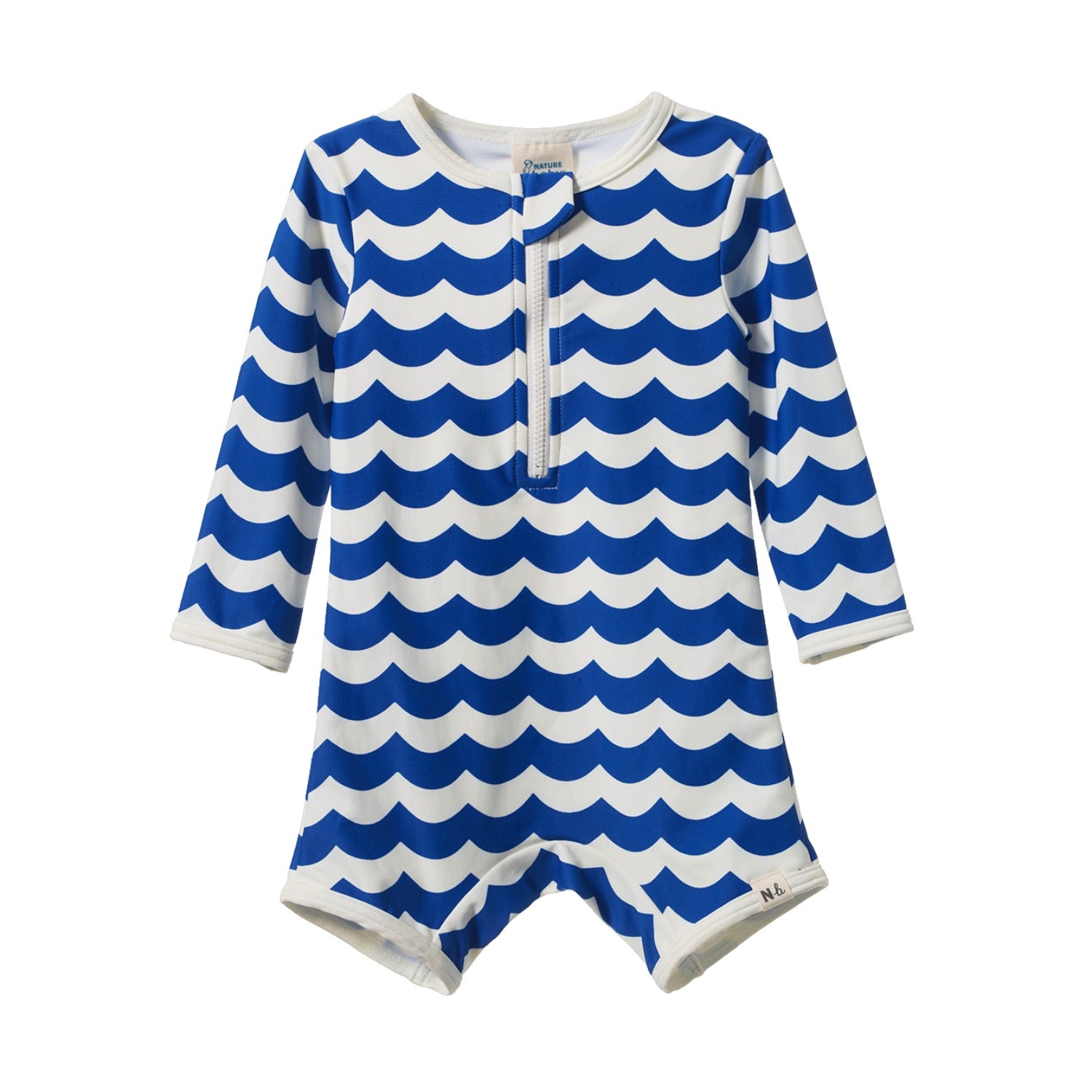 One Piece Bathing Trunks Waves Blue Print