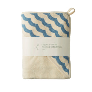 Cotton Hooded Towel Waves Print