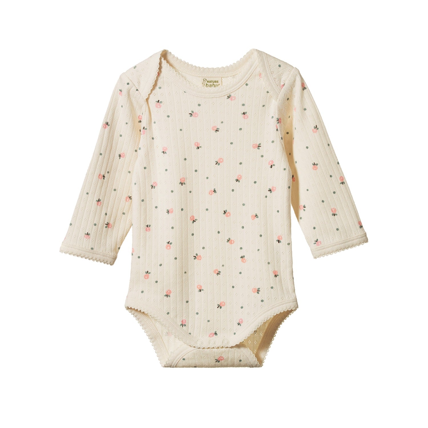 Baby onesie with long sleeves Posey Blossom print by Nature Baby