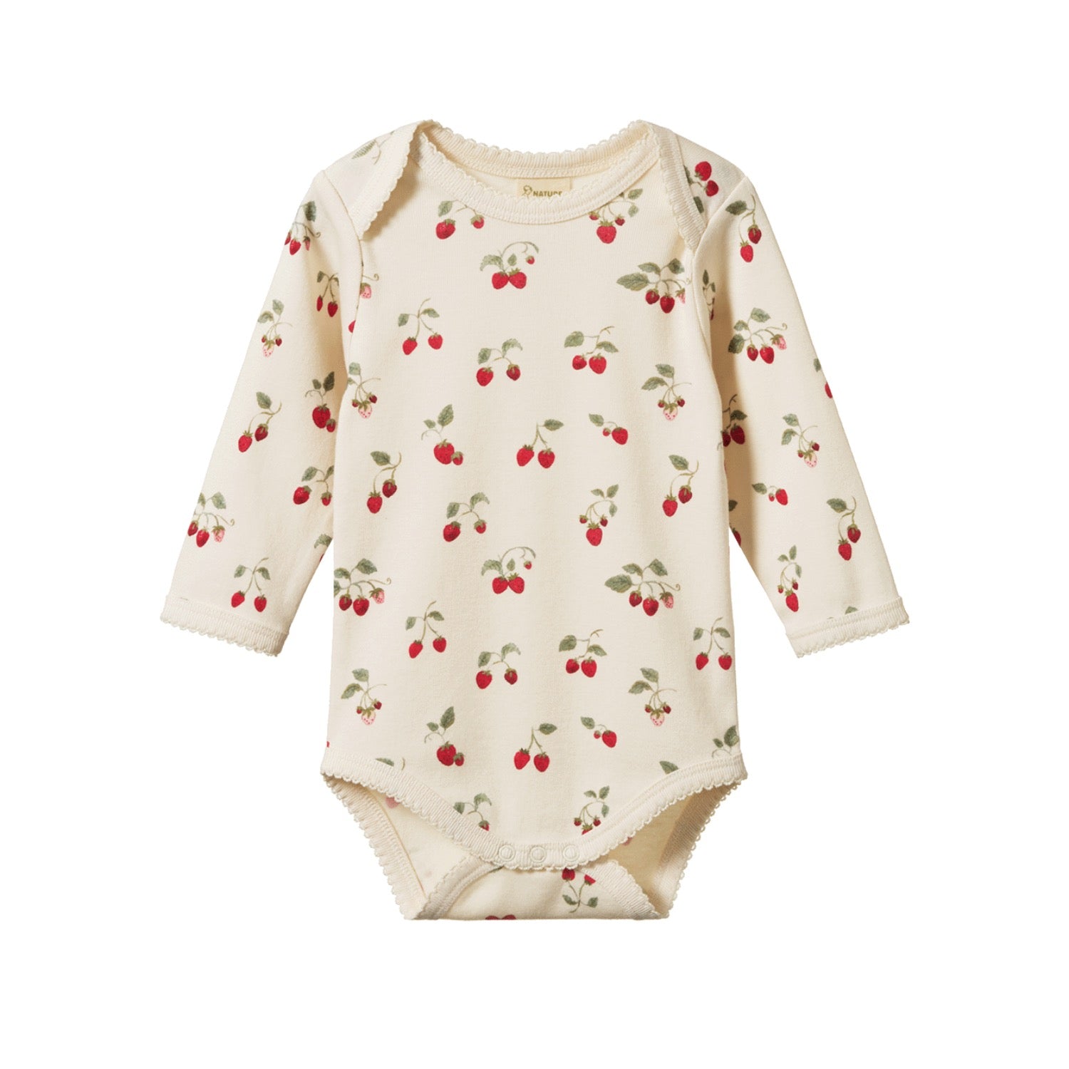 Cotton Long Sleeve Bodysuit Strawberry Blush
