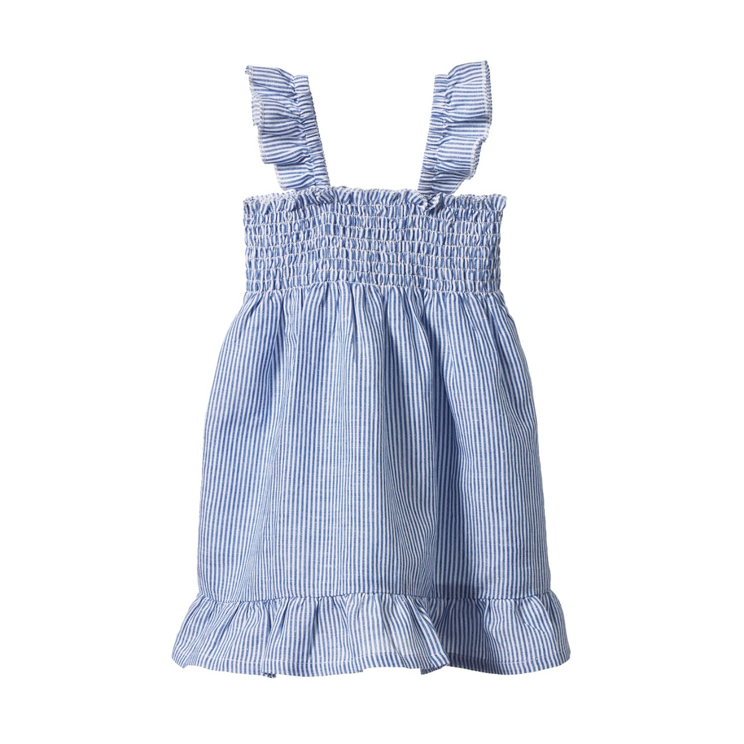 Gala Dress Cotton Linen Blue Stripe
