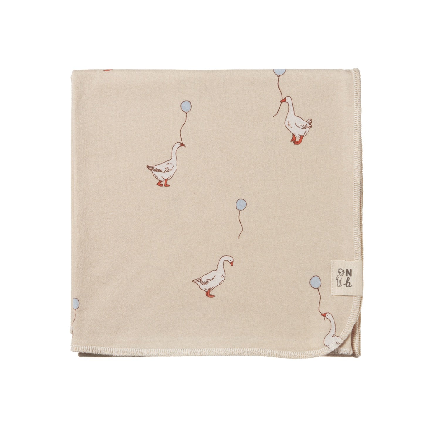 Beige blanket with duck and balloon pattern by Nature Baby