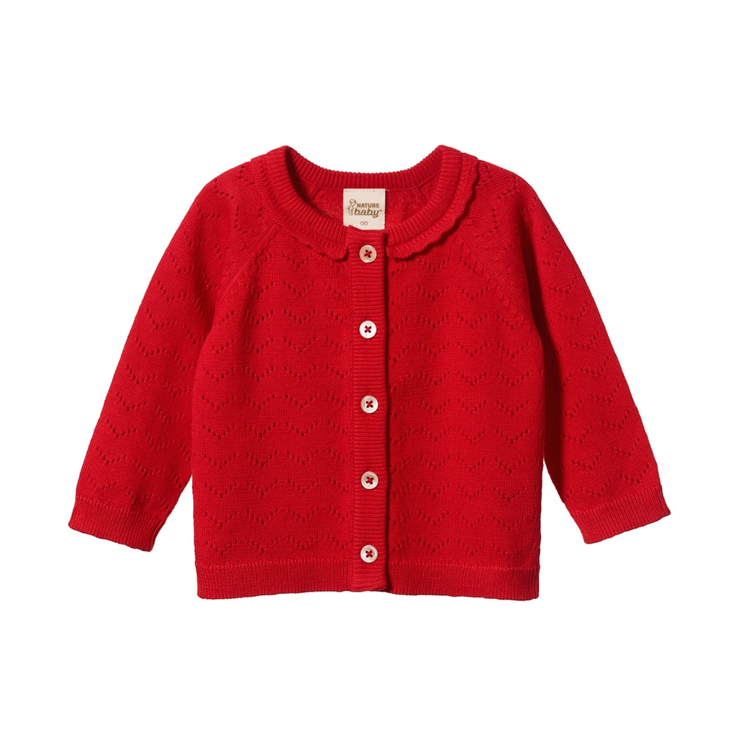 Piper Cardigan Raspberry Red Pointelle Child