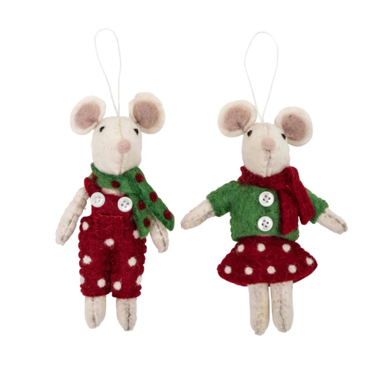 Pashom Christmas Decorations Red & Green Mice