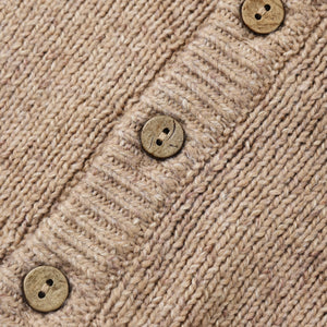 Ruffle Collar Cardigan Heathered Almond