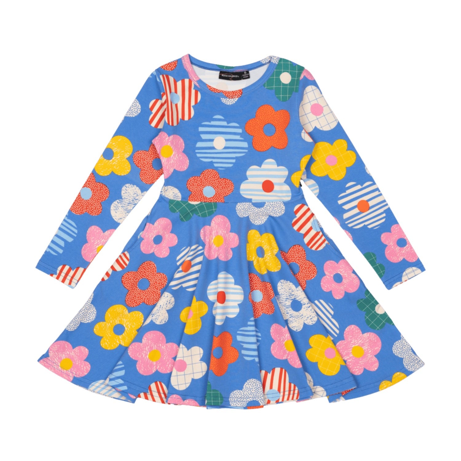 Rock Your Kid Happy Flowers Waisted Dress