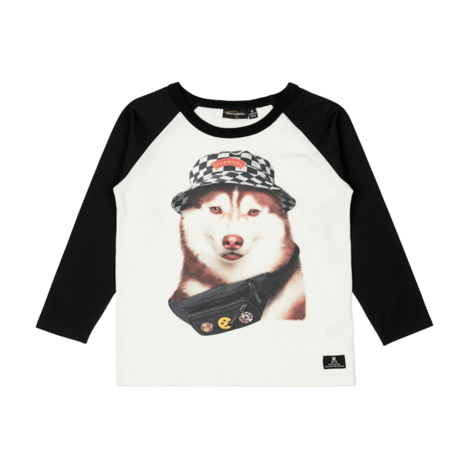 Rock Your Kid Rock n Roll Dog T-shirt Cream Black