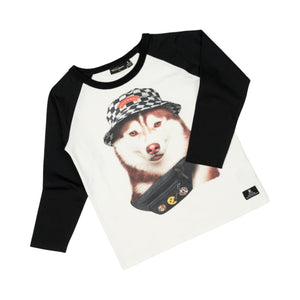 Rock Your Kid Rock n Roll Dog T-shirt Cream Black