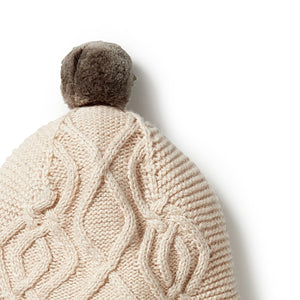 Wilson + Frenchy Knitted Cable Bonnet Oatmeal Melange