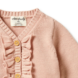 Wilson + Frenchy Knitted Ruffle Cardigan Rose