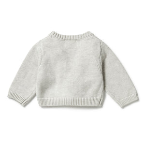 Wilson + Frenchy Knitted Ruffle Cardigan Grey Melange