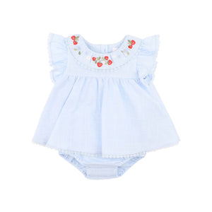 Poppy Embroidered Overlay Dress Bluebell