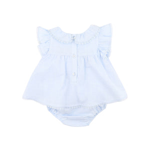 Poppy Embroidered Overlay Dress Bluebell