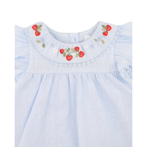 Poppy Embroidered Overlay Dress Bluebell