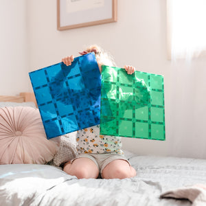 Connetix Tiles Base Plate Pack Blue Green 2 Piece